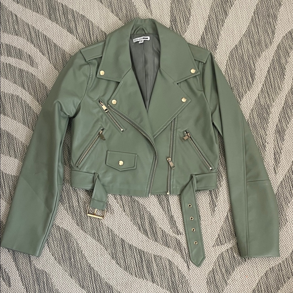 Women's Sage Green Biker Jacket